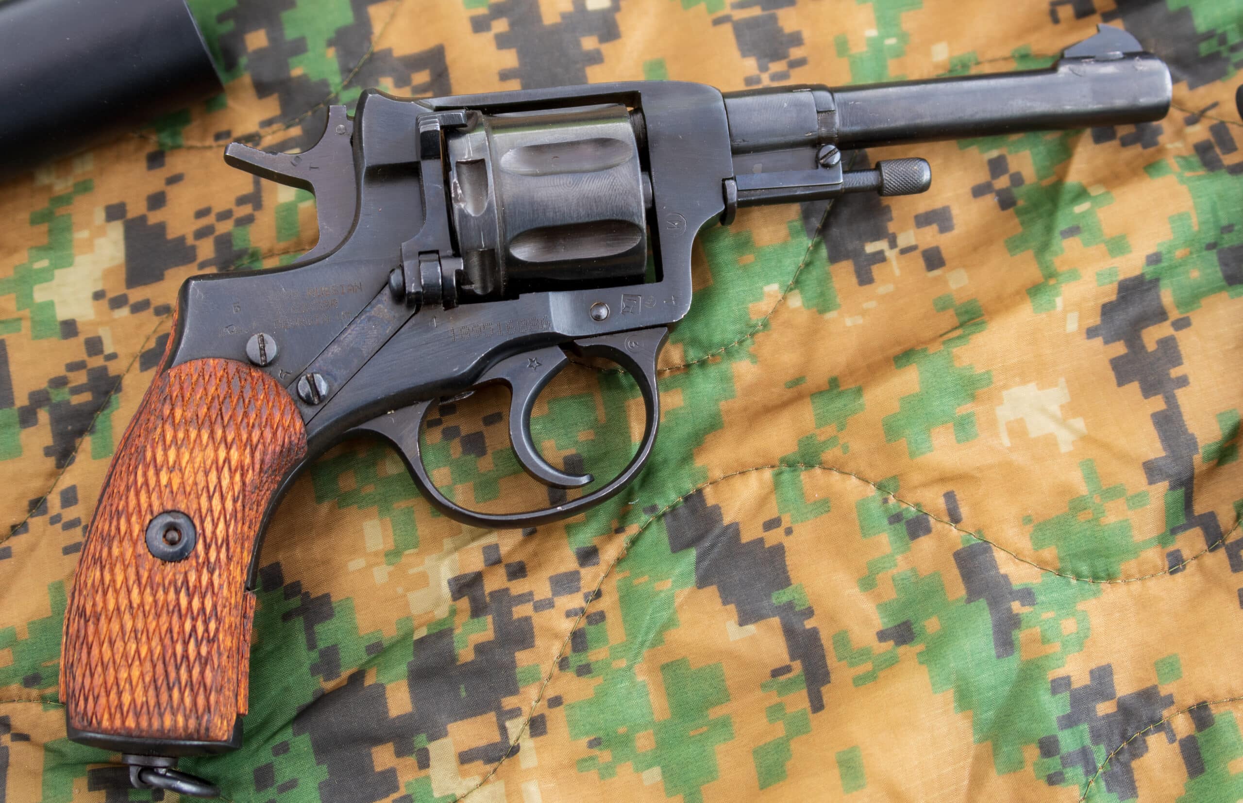 revolver pistol on the table