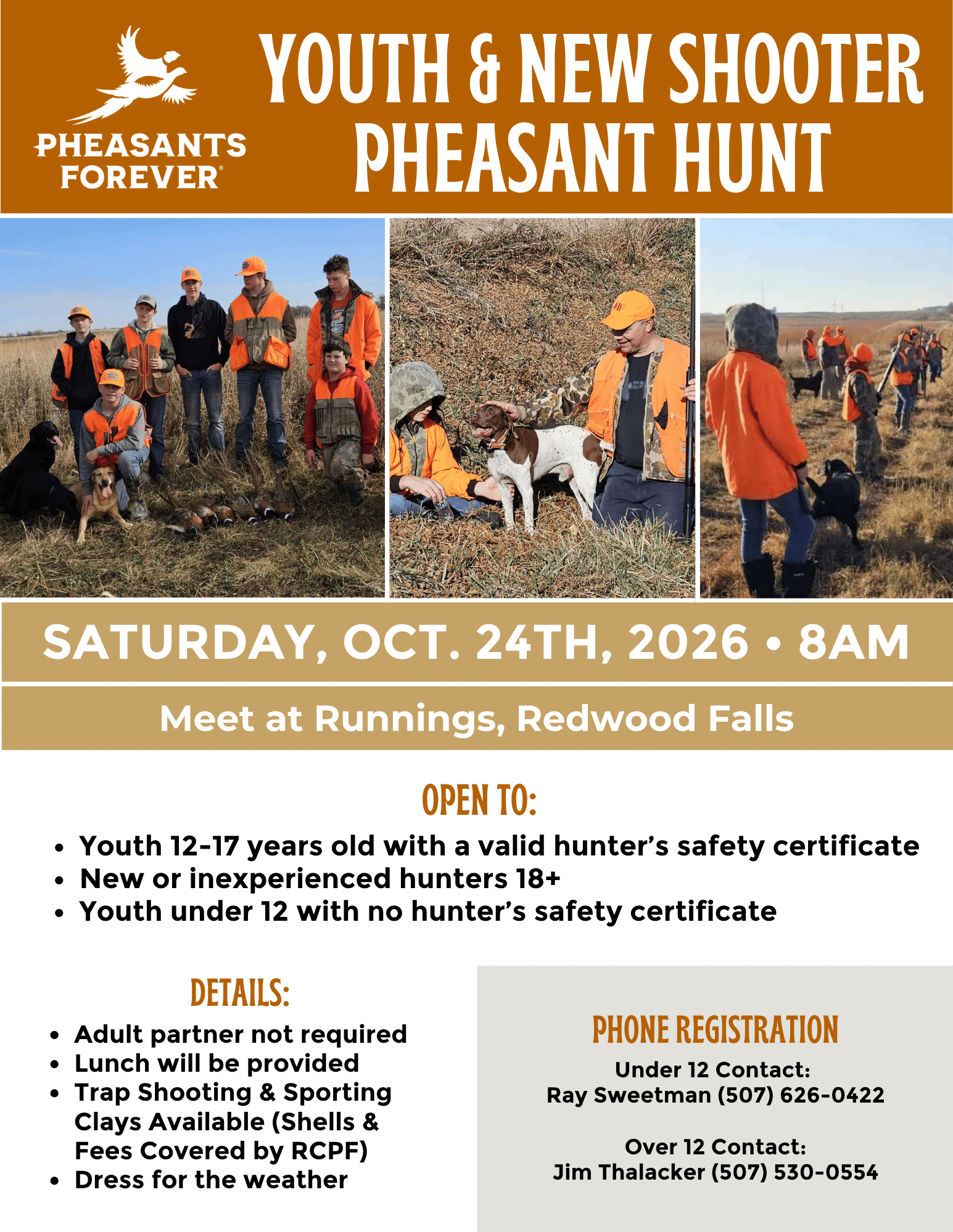 Redwood County Youth & New Shooter Pheasant Hunt 2026