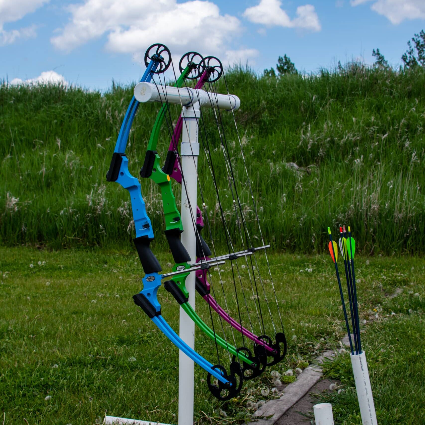 bows hanging on rack bows hanging on rack